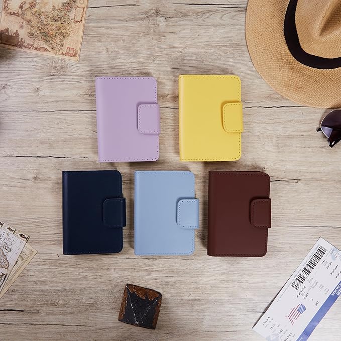 Leather Passport Wallets - Passport Holders for Travel Compatible with Airtag Passports Cover with Card Slots & Note Compartment, Magnetic Closure, Genuine Leather, Classic Blue