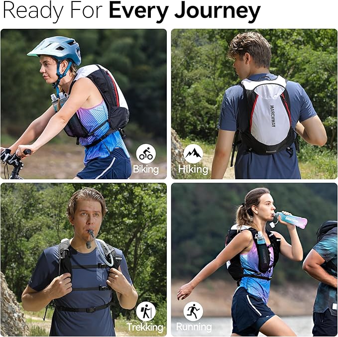MARCHWAY Ultralight Hydration Backpack with 3L TPU Water Bladder, Sleek High-Capacity Day Pack for Cycling, Hiking, Running, Backpacking, Travel