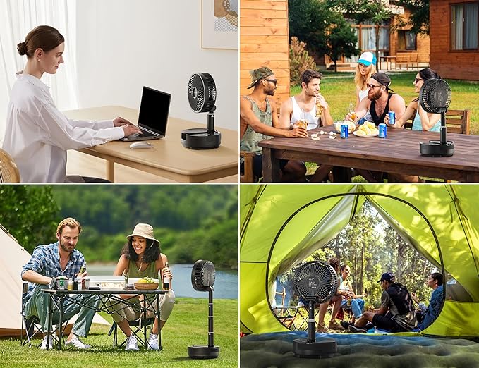 20000mAh Battery Operated Fan, Rechargeable Portable Fan, 112H Run, 9 Speeds Oscillating with Remote, Battery Powered with Timer & Light for Travel Cruise Essentials RV Outdoor Power Outage