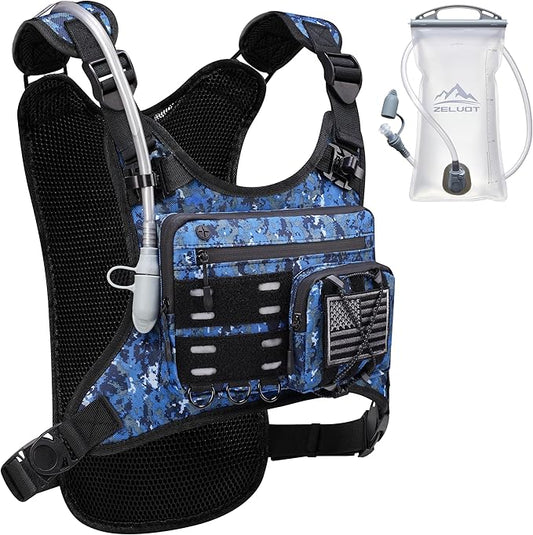 Running Vest with 2L Water Bladder, Hydration Pack, USA Original Patent, Lightweight Hydration Backpack with Gear Holder, Reflective Chest Pack for Men Women for Marathon Hiking