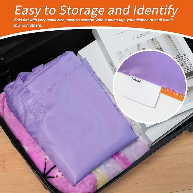 Polecasa Small Heavy Duty Laundry Bag with 130gsm Tear Resistant Fabric and Handles, Easy to Carry Durable Dirty Clothes Drawstring Bag, Perfect for College Dorm, Travel, 2 Pack 21”x24”,Purple