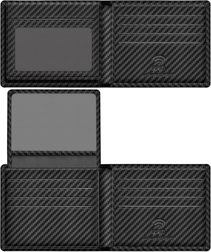 Travelambo Genuine Leather Wallet for Men with Gift Box - Handmade Bifold Stylish - Mens Wallets Rfid Blocking with 2 ID Windows