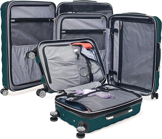 Kenneth Cole REACTION Diamond Tower Luggage Collection Lightweight Hardside Expandable 8-Wheel, Deep Teal, 3-Piece Set (20", 24", & 28")