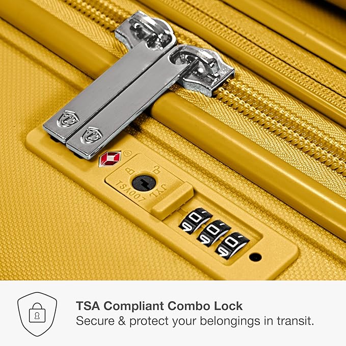 Traveler's Choice Pagosa Indestructible Hardshell Expandable Spinner Luggage, Yellow, 22-Inch Carry-on