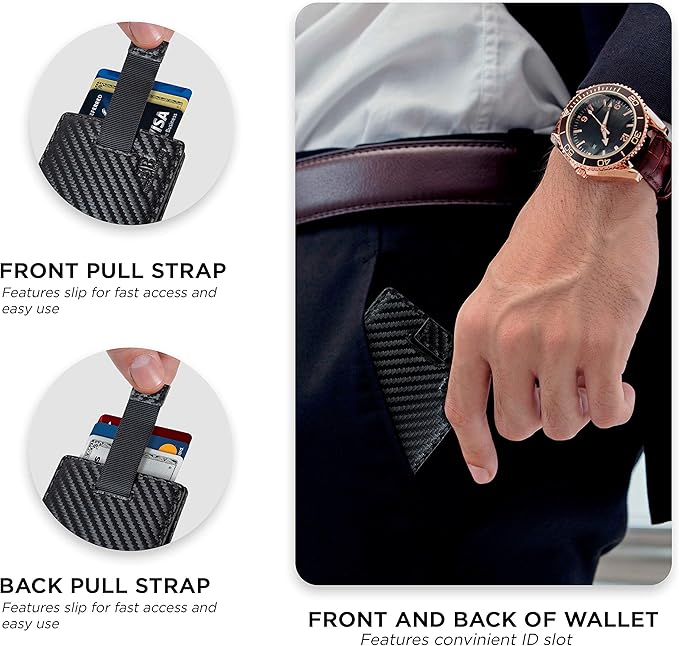 RFID Blocking Slim Money Clip Wallet – Leather Bifold Front Pocket Minimalist Mens Wallet with Money Clip for Men, Small Credit Card Holder Wallet - Travel Wallet with Gift Box