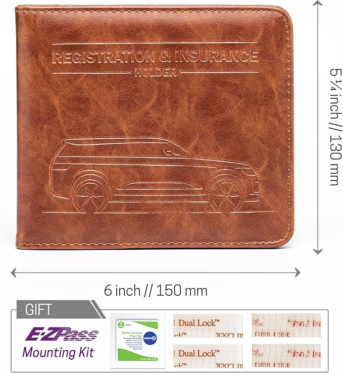 CANOPUS Car Registration and Insurance Holder, Magnetic Closure, Embossed Card Document Holder, Vehicle Glove Box Organizer, Wallet for Auto, SUV, Motorcycle, Truck, Waterproof, SUV Model