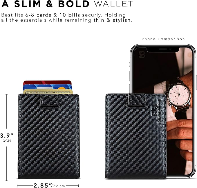 RFID Blocking Slim Money Clip Wallet – Leather Bifold Front Pocket Minimalist Mens Wallet with Money Clip for Men, Small Credit Card Holder Wallet - Travel Wallet with Gift Box