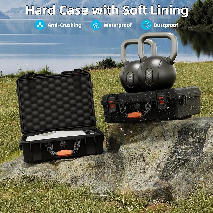 Starlink Mini Case, Waterproof Hard Travel Star Link Case for Mini Starlink with Molded Foam for Accessories, Lockable Storage Bag Black