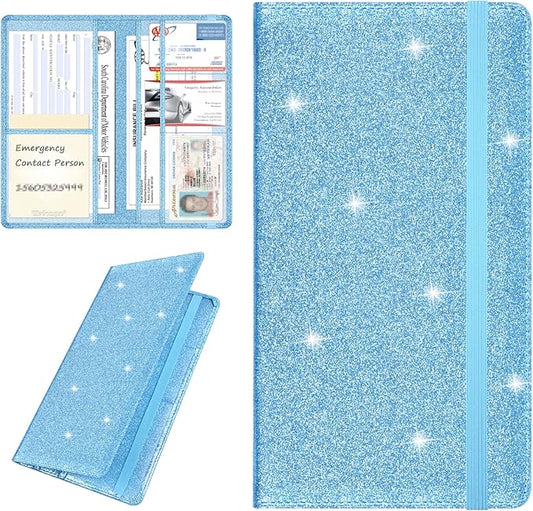 Wisdompro Car Document Holder Organiser, PU Leather Vehicle Insurance and Registration Holders Wallet Case for ID Card, Driving Licence, Key Contact Information Cards