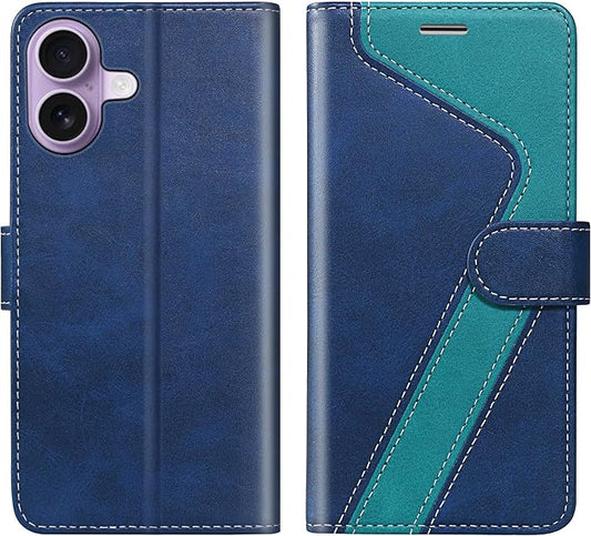 CIVICASE for iPhone 17 Wallet Case,PU Leather Flip Case RFID Blocking Credit Card Holder Folio Magnetic Stand TPU Shockproof Cover Compatible with iPhone 17, Blue Green