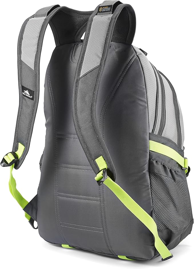 High Sierra Loop Backpack, Travel, or Work Bookbag with tablet sleeve, One Size, Steel Grey/Mercury/Neon Green