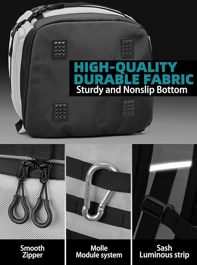 New Ski/Snowboard Boot Bag/Skating Bag | Excellent for Store and Transport Gear, Helmet, Goggles & Accessories | Travel with Waterproof Exterior, Reflective Strip for Men, Women (Silver)