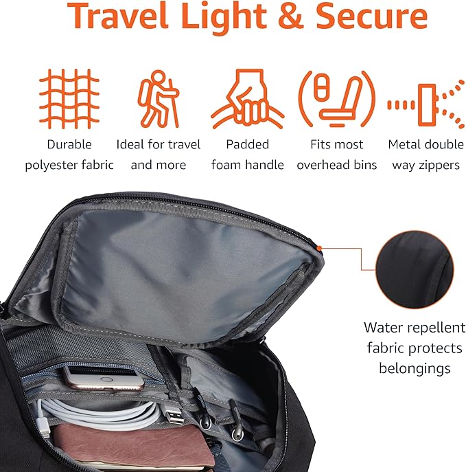 Amazon Basics Travel Laptop Backpack for 15.6 inch Laptop, Black