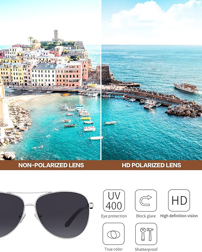 BIRCEN Polarized Aviator Sunglasses for Women : UV Protection Acetate Square Sunglass With Retro Classic Style