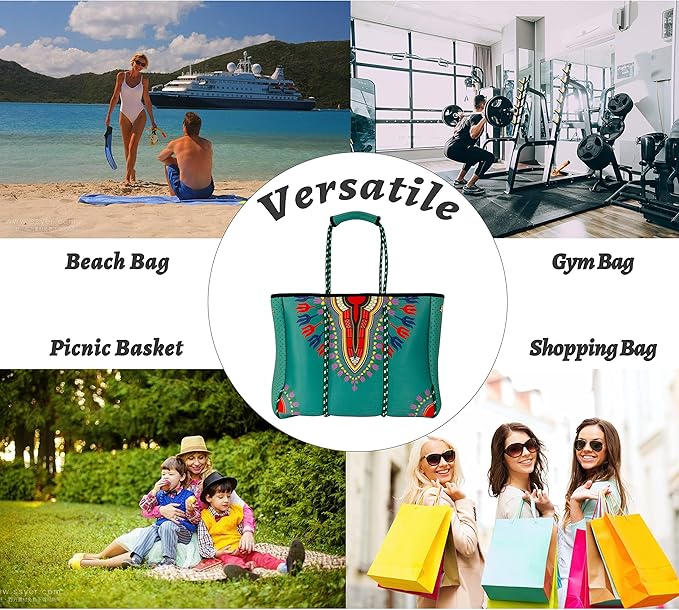 QOGiR Neoprene Multipurpose Beach Bag Tote with Inner Zipper Pocket … … … …