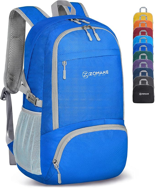 ZOMAKE Lightweight Packable Backpack 30L, Foldable Hiking Backpacks Water Resistant Compact Folding Daypack for Travel(Dark Blue)