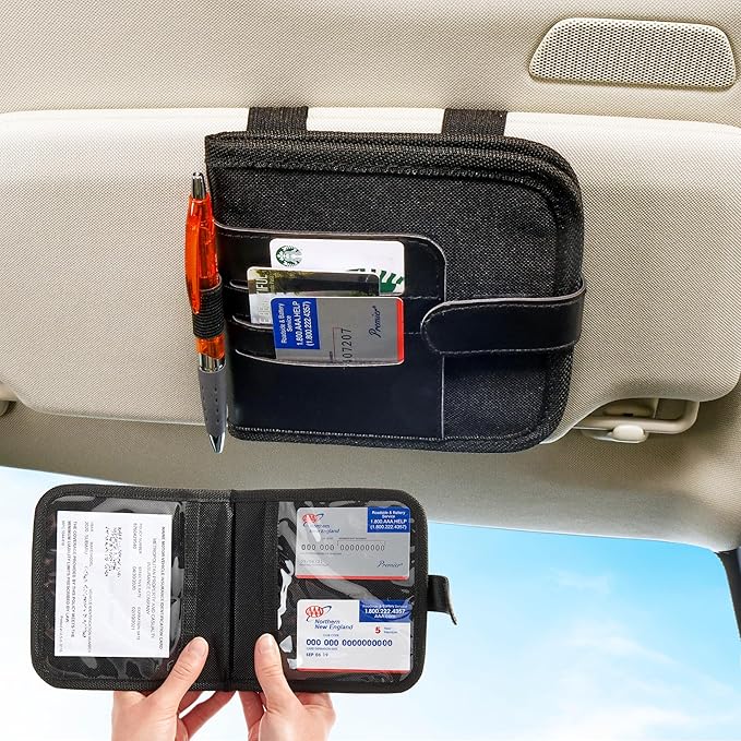 High Road Car Visor Organizer and Registration and Insurance Card Holder with Clear Document Pockets and 3 Card Holders - Vehicle Document Holder for Cars, Trucks and SUVs