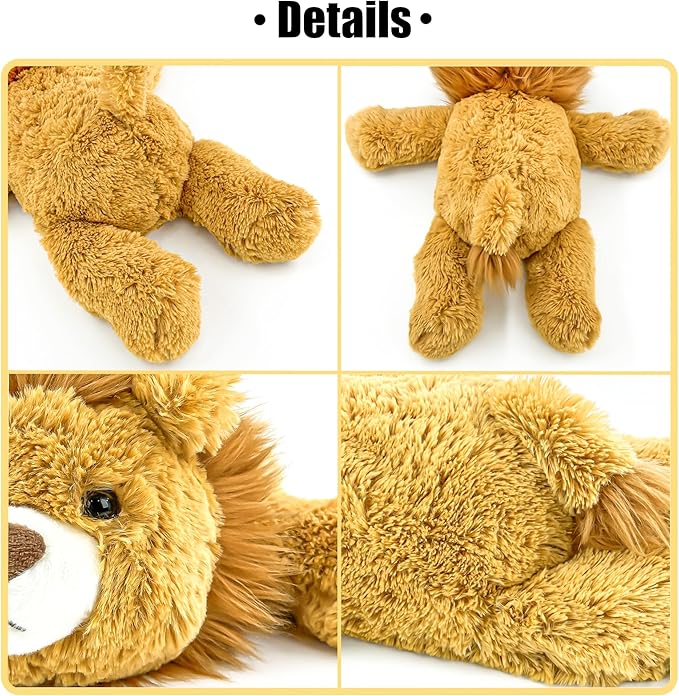 16" | 2 Pounds Yellow Lion Weighted Stuffed Animals,Sensory Comfort Plush Throw Pillow Toy,Kawaii Plushies Hugging Toy Gifts for Kids & Adults (Lion, 16 inch 2 Pounds)