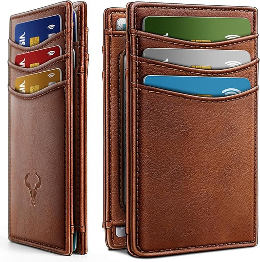 BULLIANT Slim Wallet For Men 12Cards,Magnetic Flip Build-in Money Clip Airtag Compatible-RFID Blocking