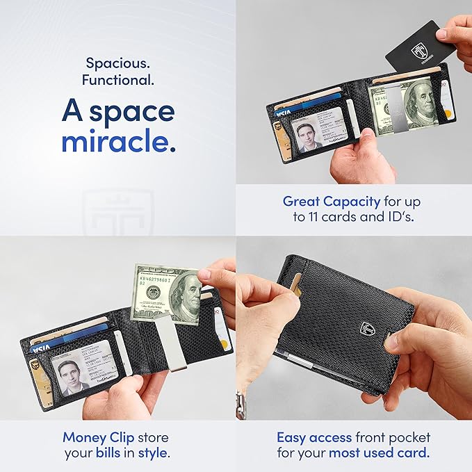 TRAVANDO Mens Wallet with Money Clip AUSTIN RFID Blocking Bifold Credit Card Holder for Men with Gift Box