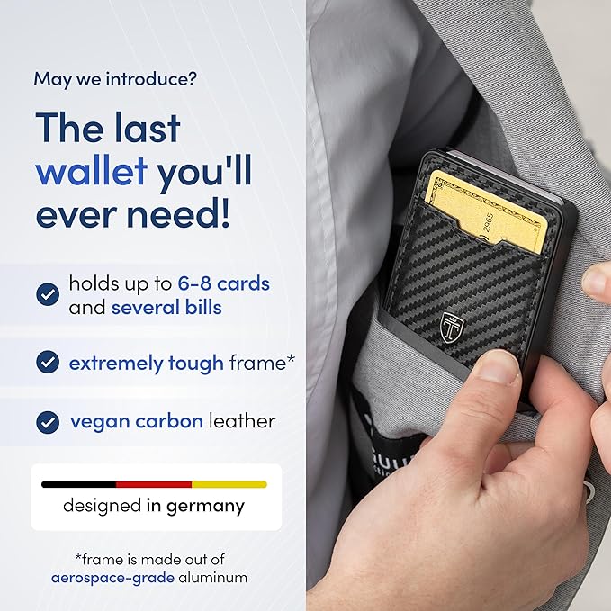 TRAVANDO Swype Slim Wallet for Men Metal RFID Blocking Mens Wallet Card Case (Without AirTag* Pocket)