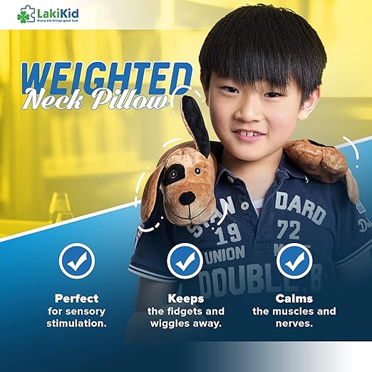 LakiKid Shoulder Wrap for Kids – Travel Pillow for Flights, Car Rides, & Adventures, Soft & Cuddly Neck Pillow Airplane for Kids Made of Polyester in an Adorable Beagle Design, Travel Fidget Toy