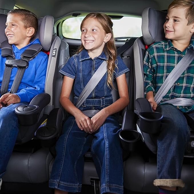 Safety 1st EverSlim 4-in-1 Convertible Car Seat, SecureTech Chest Clip, Ultra-Slim, 4-Mode Infant to Booster, Baby Car Seat, 5-100 lbs, Memory Foam, Office Space