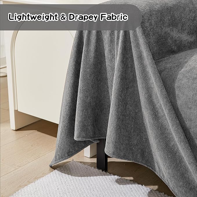 MEETSKY Sectional Couch Cover for 3 Cushion Sofa Washable, Cat Scratch Proof Sofa Covers, Furniture Protector Oversized L Shape Big Sofa Slipcovers for Dogs, 91" x 150", Grey