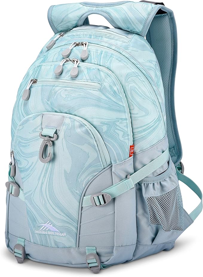 High Sierra Loop-Backpack, Travel, or Work Bookbag with tablet-sleeve, Marble, One Size