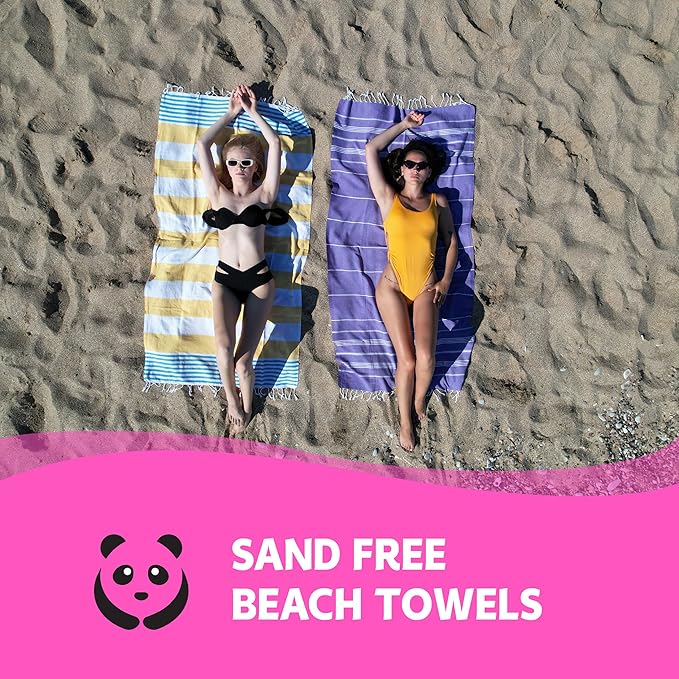 HAVLULAND Turkish Beach Towel, Bath Towels, Oversized 72"X40", Quick-Dry, Absorbent, Lightweight, Compact, Sand-Resistant, Travel-Friendly, 100% Cotton, Cabana Striped Soft Pool Towels - Pack of 6 -