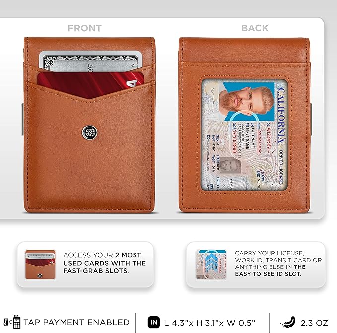 Suavell Slim Wallets for Men. Minimalist Bifold Wallet With Money Clip & ID Window. RFID Blocking Credit Card Holder Front Pocket Wallet, Gifts For Men - Husband Father On Birthday Anniversary
