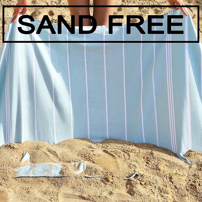 Beach Towel 2 Pack, Sand Free Oversized 39 x 72, Turkish Quick Dry Towel, Lightweight Pool Travel Towel, Cool Beach Essentials Super Absorbent