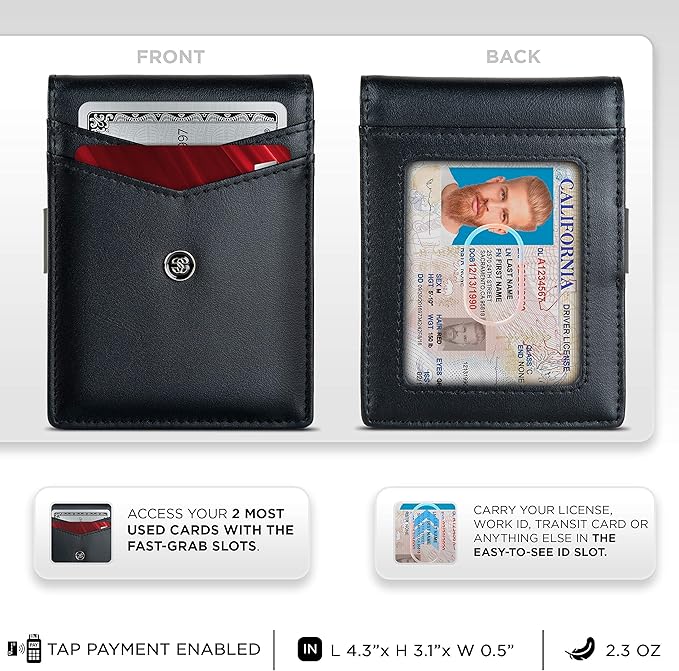 Suavell Slim Wallets for Men. Minimalist Bifold Wallet With Money Clip & ID Window. RFID Blocking Credit Card Holder Front Pocket Wallet, Gifts For Men - Husband Father On Birthday Anniversary.