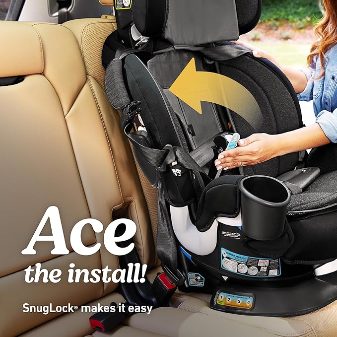 Graco Turn2Me 3-in-1 Rotating Convertible Car Seat, Lilac Mod, Rear-Facing Rotation, Forward-Facing Mode, Highback Booster Up to 100 lbs, Adjustable Headrest & Harness, Steel Reinforced Frame