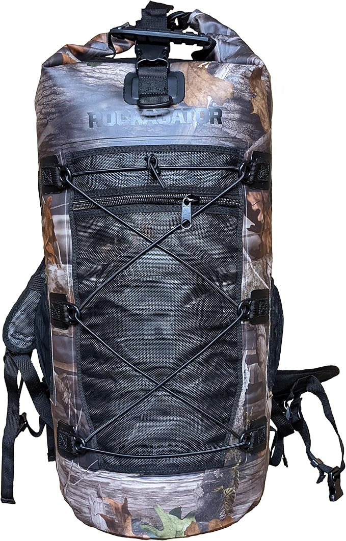 Rockagator Kanarra 90L Waterproof Backpack for Camping, Hiking, Mountaineering, Backpacking, Hunting, Fishing, Canoeing, Outdoor Activities, The Wet Outdoors - Large Capacity, Roll Top Closure, Camo