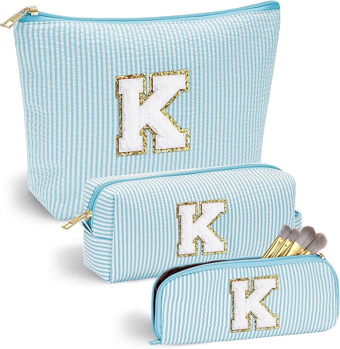 YOOLIFE Cute Makeup Bag for Girls - Cosmetic Bags for Women Initial Make Up Bag Personalized Gifts for Women Her | Bridal Shower Gifts Mothers Day Gift | Tween Girls Trendy Stuff K