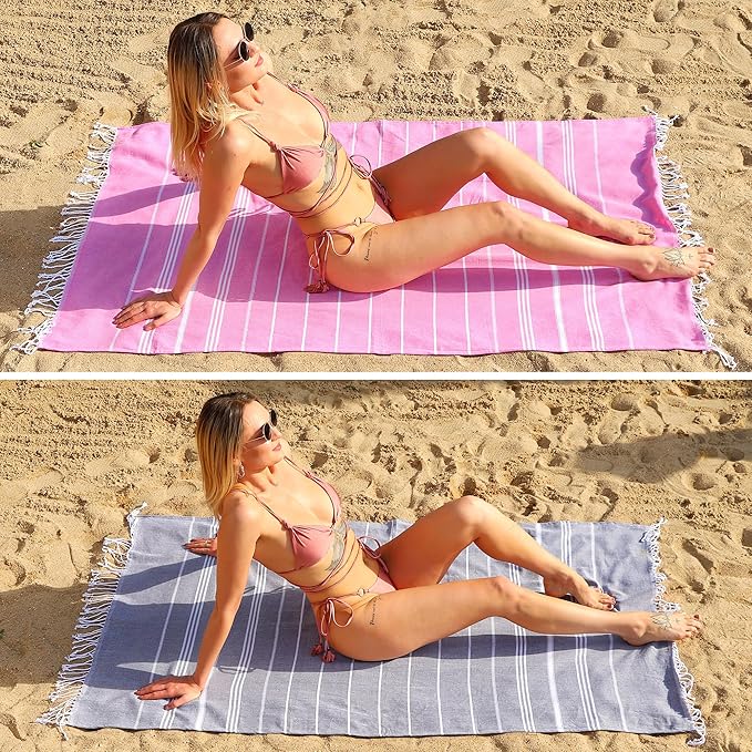 Beach Towel 2 Pack,Sand Free Beach Towels Oversized 39 x 72,Turkish Beach Towel Quick Dry Towel,Lightweight Pool Towels for Adults Travel Towel,Cool Beach Accessories Super Absorbent Towels