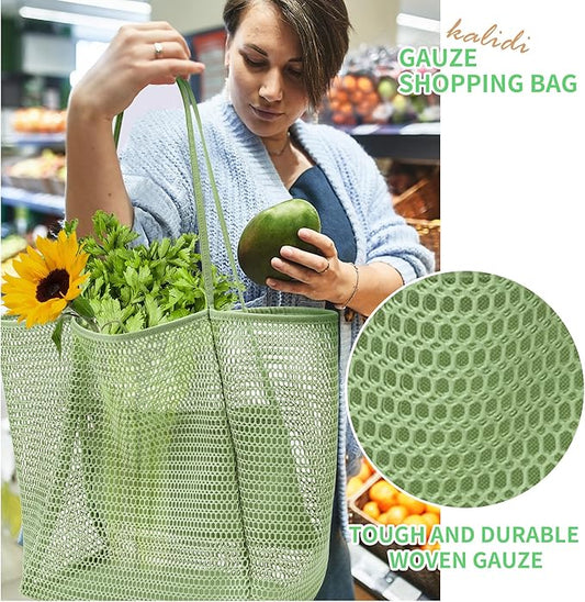 KALIDI BeachNylon Mesh Tote Bag, Casual Tote Bag Hobo Women Foldable MAX 23L Shoulder Bag For Beach Picnic Vacation