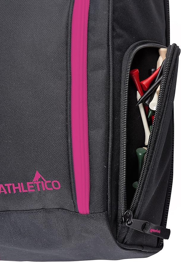 Athletico Golf Shoe Bag - Zippered Shoe Carrier Bags With Ventilation & Outside Pocket for Socks, Tees, etc. (Black/Pink)