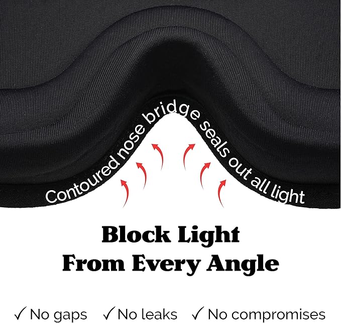 Complete Light Blocking 3D Sleep Mask – Blackout Eye Mask for Sleeping, Lash Extensions & Side Sleepers – Pressure-Free Comfort with Adjustable Strap, Travel Bag & Earplugs