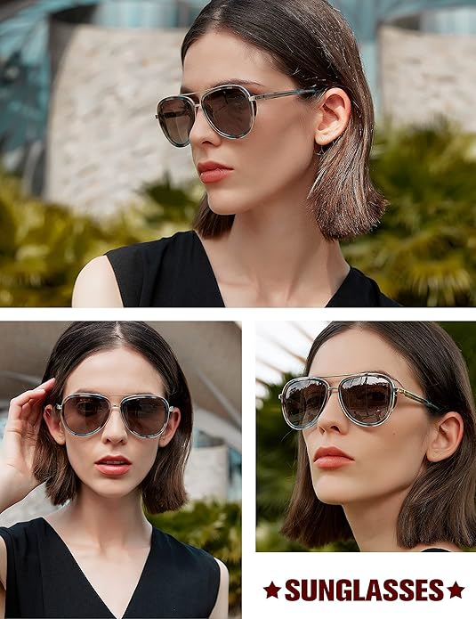 BIRCEN Polarized Sunglasses for Women UV - Protection Womens Retro Mirrored Shades with Acetate Frame BC2001