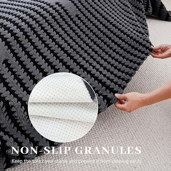 Non Slip Couch Covers for Cushion Couch Sofa, Pet Friendly Sofa Covers Washable, Heavy Duty Scratch Resistant Furniture Cover for Dogs, 71" x 91", Gray