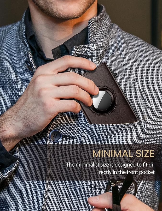 typecase Mens Wallet Card Holder for AirTag: Leather Smart Wallet for Men Compatible with Apple Air Tag, RFID Blocking, Slim, Minimalist - 9-14 Card Capacity | ID Window | Cash Slot (Dark Brown)