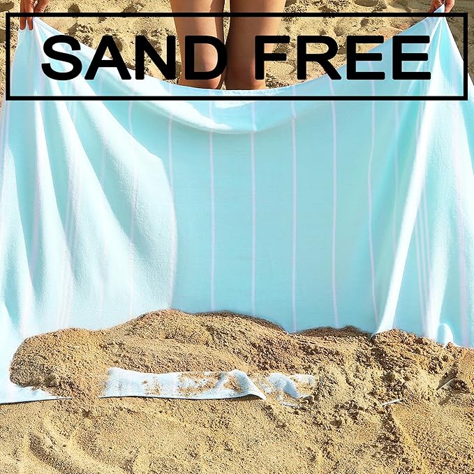 Beach Towel 2 Pack,Sand Free Beach Towels Oversized 39 x 72,Turkish Beach Towel Quick Dry Towel,Lightweight Pool Towels for Adults Travel Towel,Super Absorbent Towels Beach Essentials