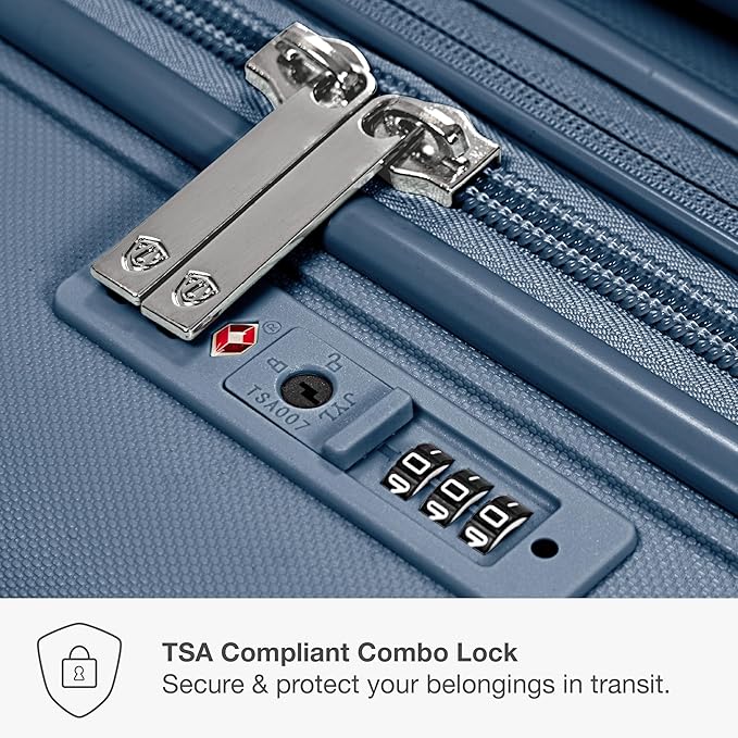 Traveler's Choice Pagosa Indestructible Hardshell Expandable Spinner Luggage, Slate Blue, 30-Inch Large