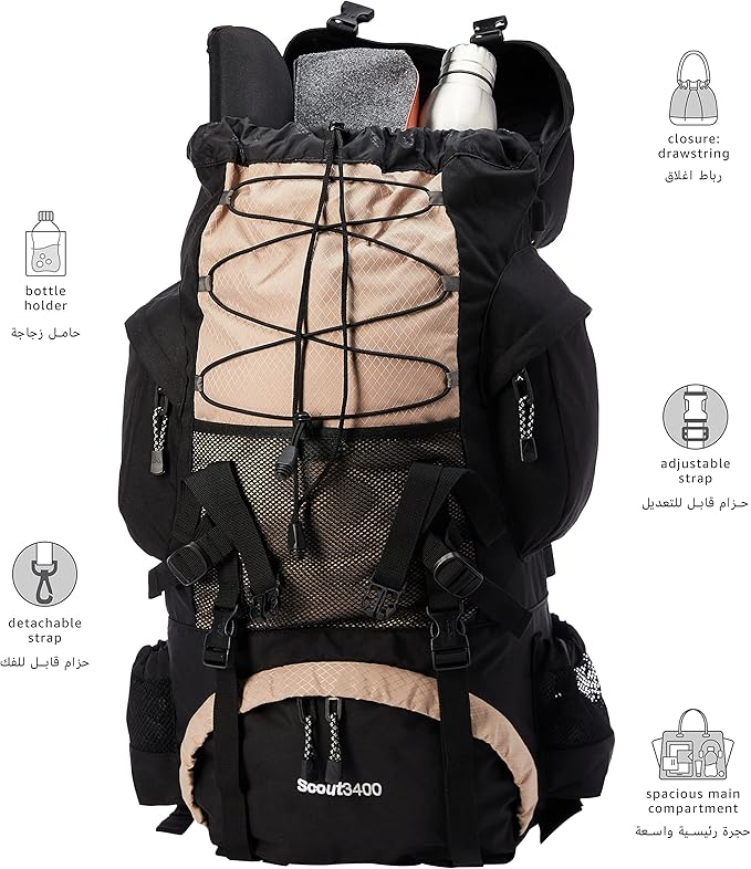 TETON 55L Scout Internal Frame Backpack for Hiking, Camping, Backpacking, Rain Cover Included