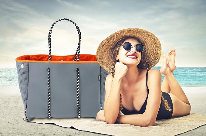 QOGiR Neoprene Multipurpose Beach Bag Tote with Inner Zipper Pocket … … … …