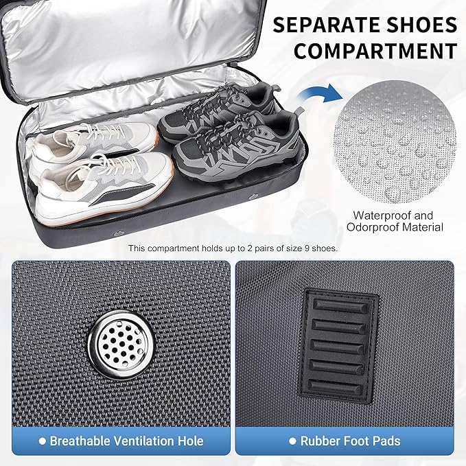 WITZMAN Duffle Bag for Men Large Carry On Travel Mens Weekender Overnight Bags with Shoes Compartment for Sports Gym(B723 Silvery Grey)