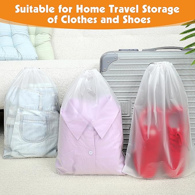 25 Pack Shoe Bags for Travel, 15.7" x 11.8" Large Clear Travel Shoe Bag Vacation Essentials Cruise Essentials Portable Drawstring Packing for Men & Women