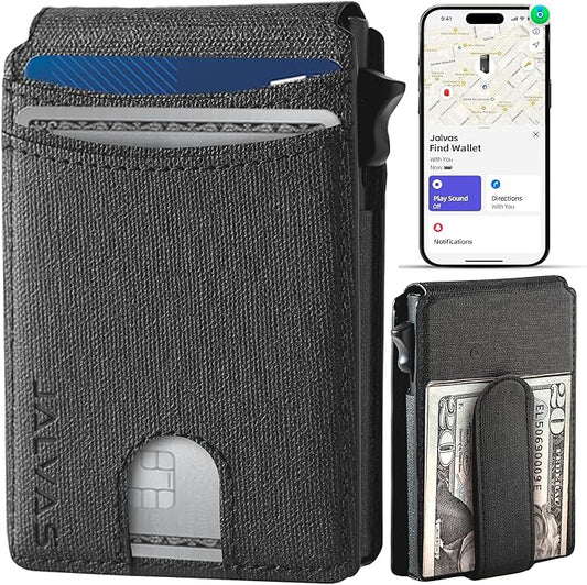 Smart Wallet With Tracker, RFID Blocking, Money Clip For Men, Works with Apple Find My (iOS Only), No Need for AirTag, Minimalist Wallet, All-in-One Model, Gift For Men.